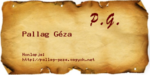 Pallag Géza névjegykártya